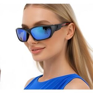 Blue Mirror Lens Cycling Running Women Shades Outdoor Sport Polarized Sunglasses